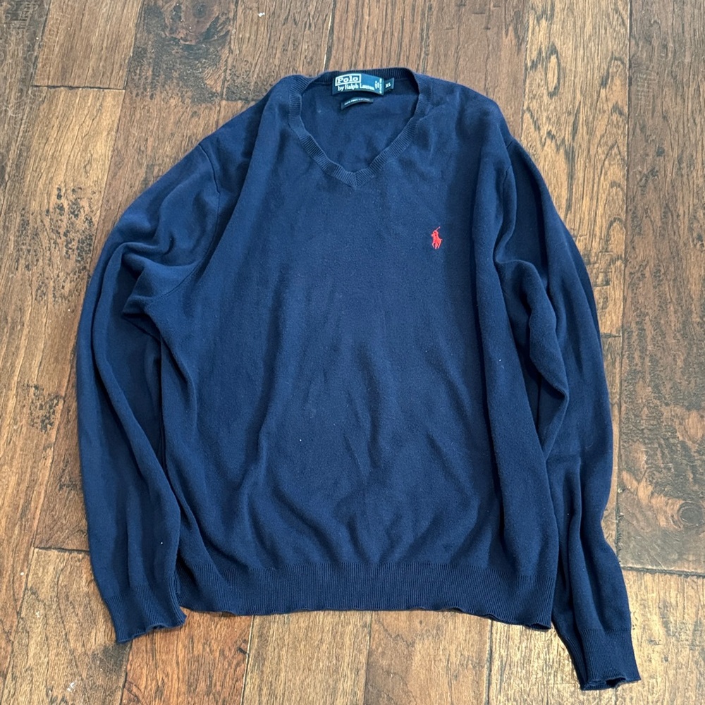 Polo by Ralph Lauren Men's Dark Blue V-Neck Sweater